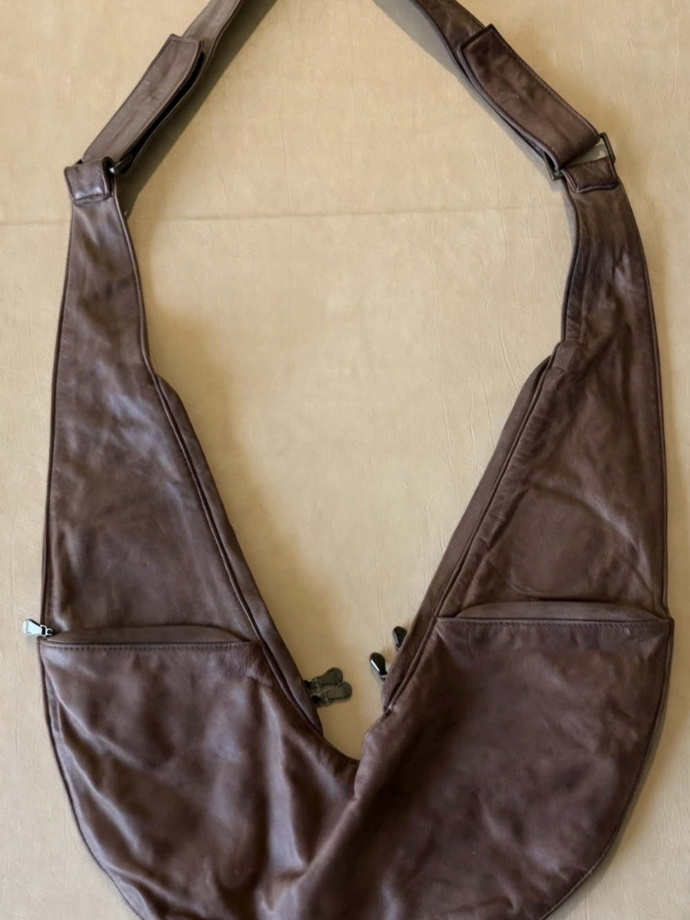 Sash Leather Sling Bag - Brown